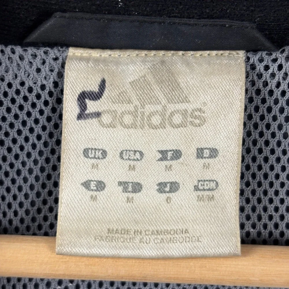 Vintage Y2K Boxy Adidas Embroidered Lightweight Track Jacket Black Gray Medium